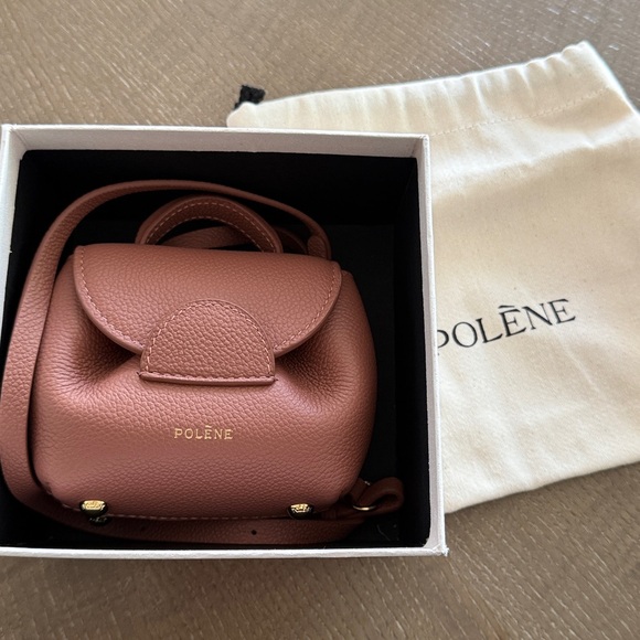 NIB NWT Polene Numero Un Micro Textured Blush Bag purse crossbody shoulder strap - Picture 2 of 13